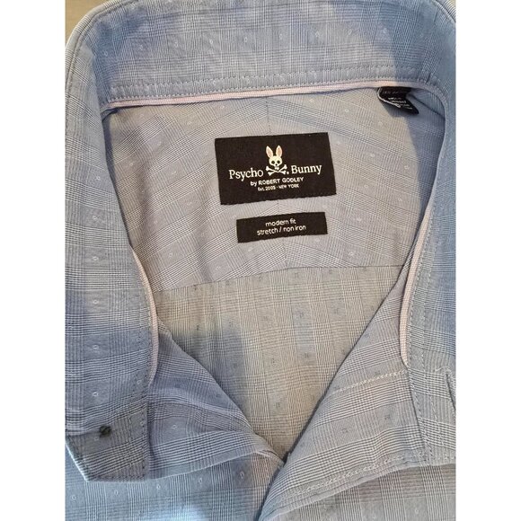 Psycho Bunny Men’s Blue Stretch Button Down Shirt 15.5 34/35 Long Sleeve - Picture 3 of 12